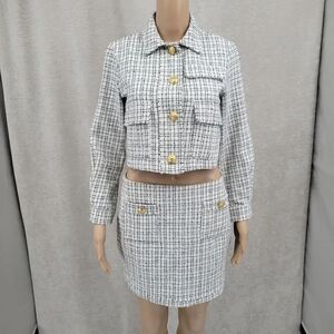 Bishop + Young Parker Cropped Tweed Jacket and Skirt Matching Set XS & Medium
